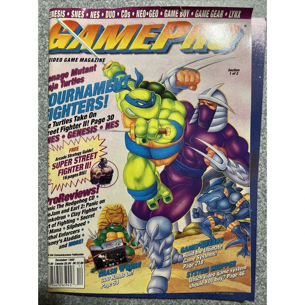 GamePro Magazine TMNT Street Fighter II Section 1 of 2 December 1993
